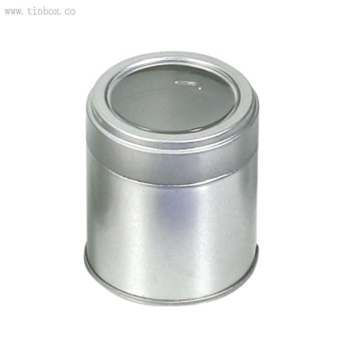 round tin with clear lid