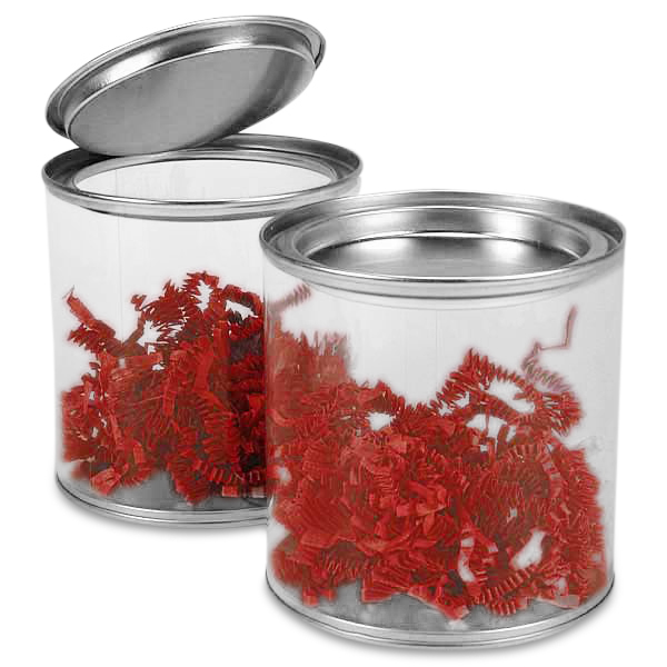 round tin containers with clear lids