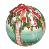 chocolate ball tin box with silk ribbon