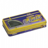 chocolate rectangular tin box with window