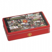 red square coffee tin box with step lid