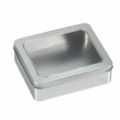 tin biscuit box with window