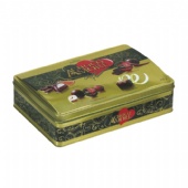 Rectangular chocolate tin box with embossing