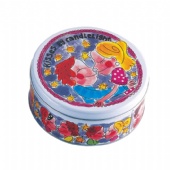 Round candle tin box for kisses by candle light