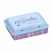 candy tin box with sliding plastic lid