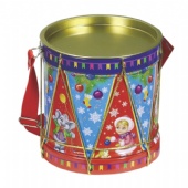 drum shaped candy tin box with handle