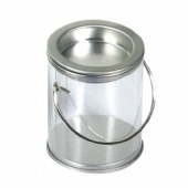 Custom clear PET Pail and Buckets Top And Bottom With Metal Lids