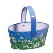 oval candy tin bucket with handle