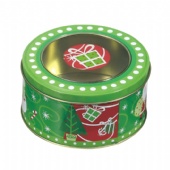 round cigarette tin box with clear window