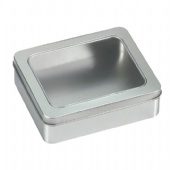 Square cigarette tin box with window lid